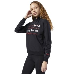 Reebok Classic Graphic Kapuzenpullover Damen - Schwarz - DE 105-XUQ